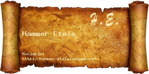 Hammer Etele névjegykártya